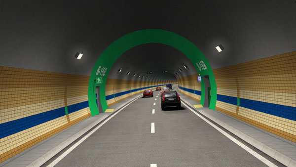 Vizualizace raenho dvoupruhovho tunelu v seku Krlovsk obora