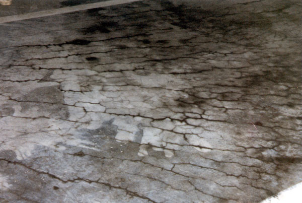 Obr. 16. Charakteristick trhlinky betonov podlahy v ploe
