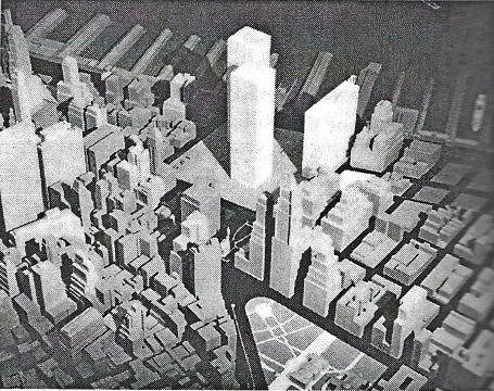 Obr. 6. Výběr z mnoha Yamasakiho návrhů WTC, které vedly k Twin Towers