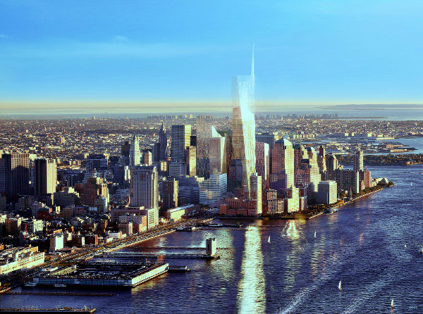 Obr. 6. Vizualizace návrhu věže 1WTC z prosince 2003, zdroj: SOM