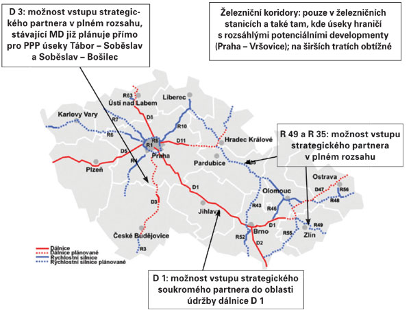 Možné PPP projekty v oblasti dopravy na území České republiky