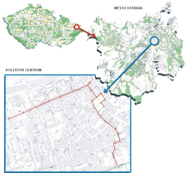 Obr. 1. Trasa kolektoru Centrum ve mst Ostrav