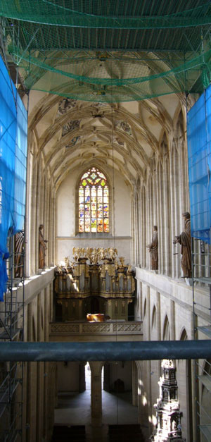 Obnova chrámu svaté Barbory. Interiér stavby