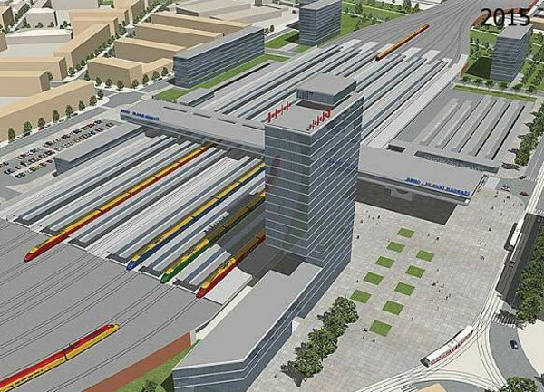 Možná podoba brněnského hlavního nádraží v roce 2015, vizualizace