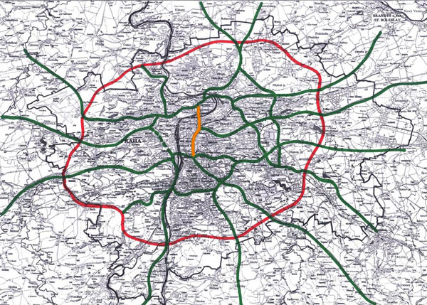 Schéma dopravního systému ZÁKOS (1974)