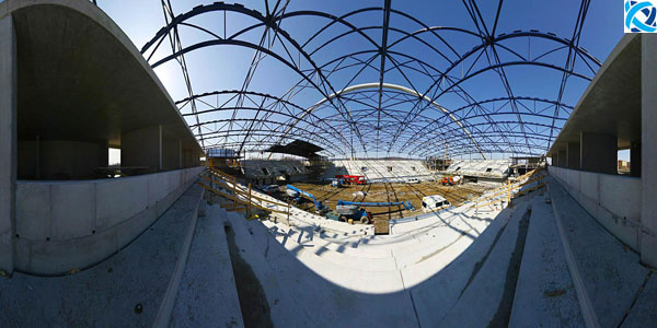 Virtuální prohlídka ocelové konstrukce stadionu v Chomutově