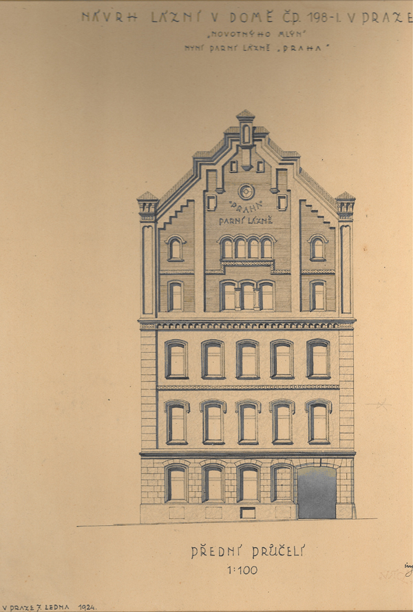 Fasáda budovy Karlových lázní, 20. léta 20. století