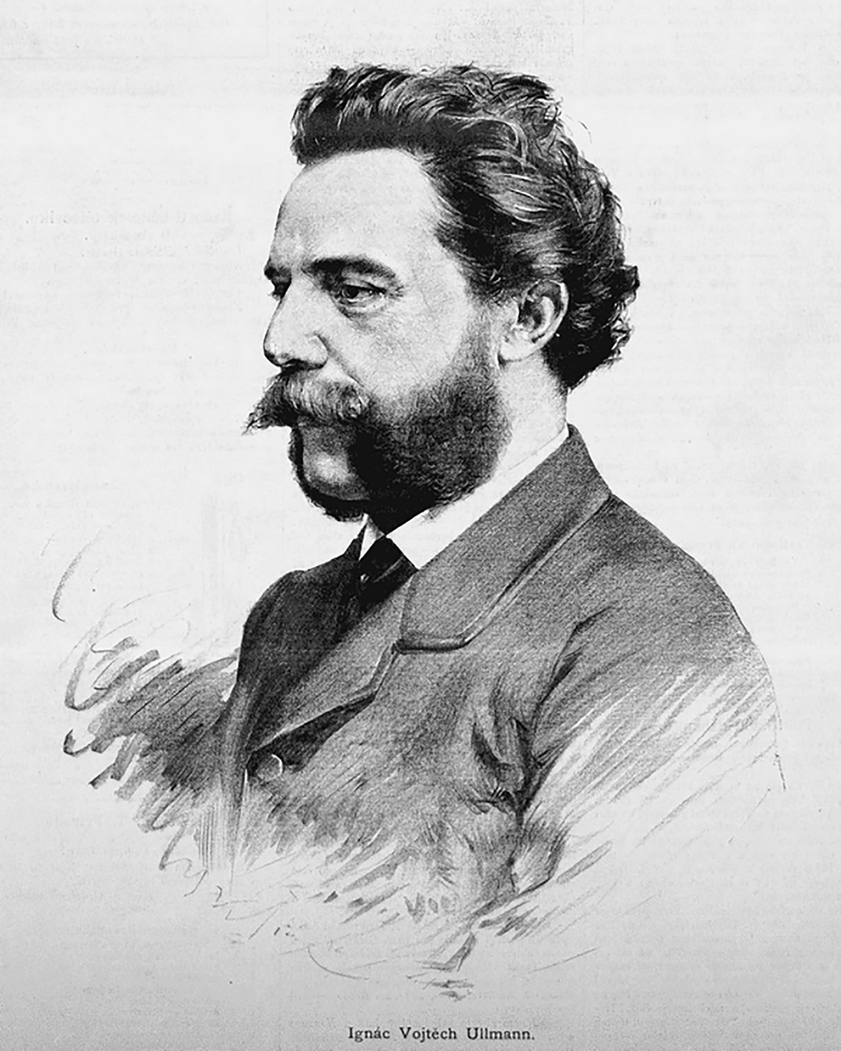Ignác Vojtěch Ullmann před rokem 1887 (kresba Jana Vilímka)