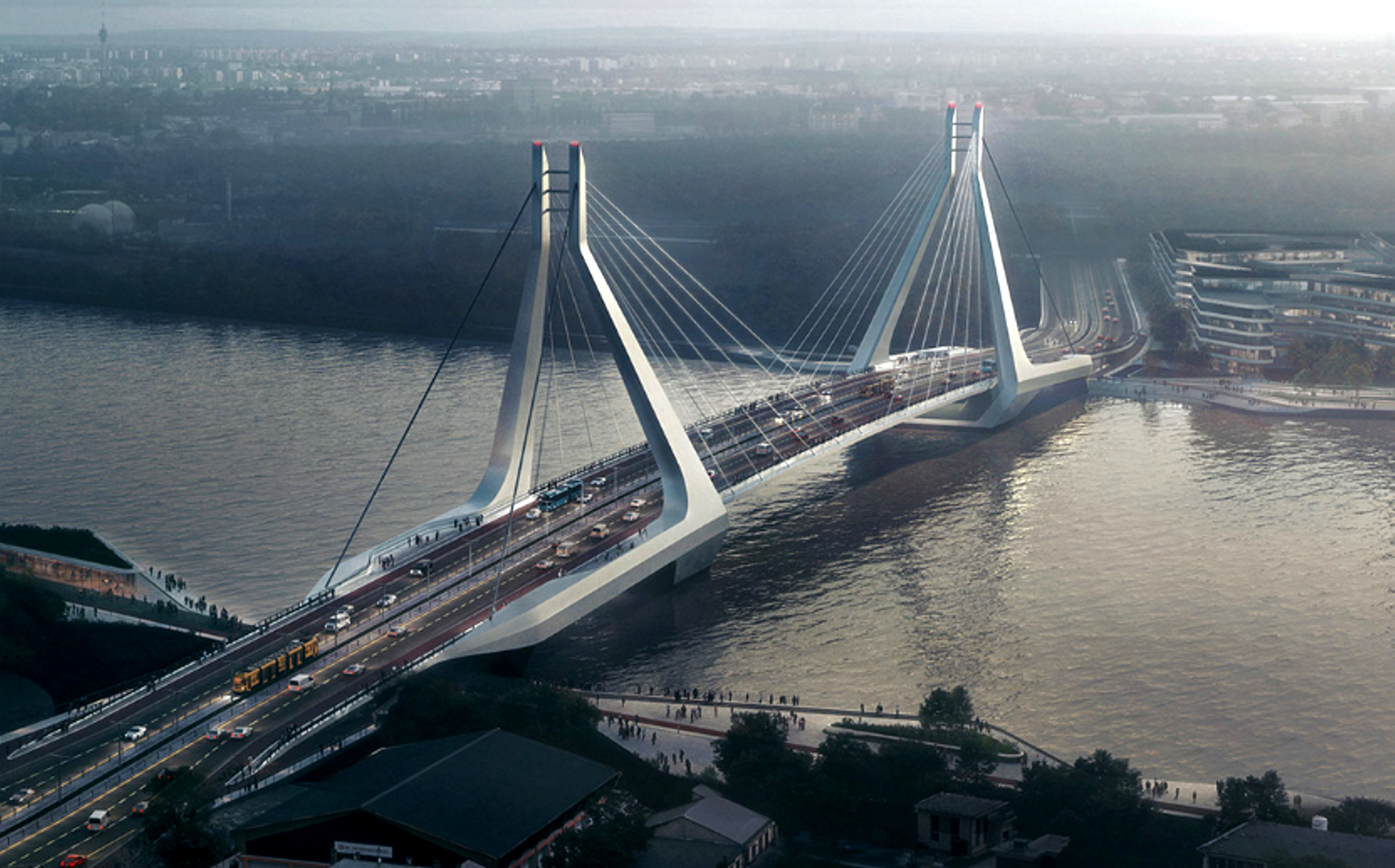 Obr. 01 Nový most v Budapešti, vizualizace