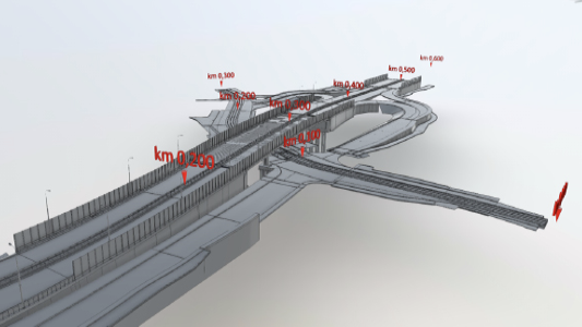 Obr. 3 Modelování mostů a okolních objektů