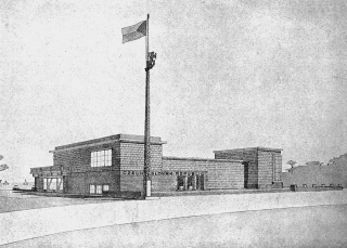Obr. 4 Státní pavilon ve Filadelfii, návrh, 1926 ([1], str. 50)