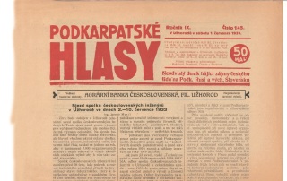 Dobov reakce na sjezd SIA v Uhorodu v ervenci 1933 v Podkarpatskch hlasech