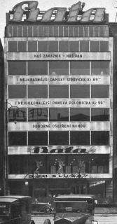 Obr. 01 Obchodní dům Baťa (postavený v letech 1927 až 1928) – průčelí do Václavského náměstí (zdroj: [5, str. 156]) 