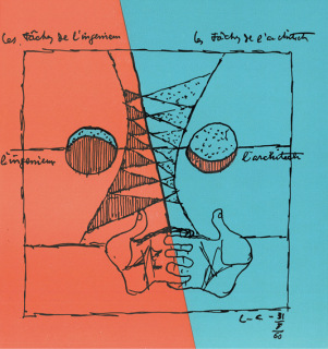 Obr. 09 Emblém Le Corbusiera ke spolupráci architekta a inženýra, 1960