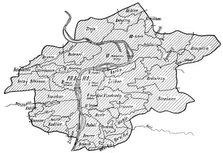 Mapa území pojatého pro novou pražskou kanalizaci [8]