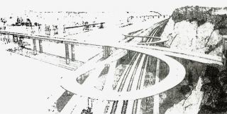 Obr. 02 Zákres do fotografie pro variantní přímou trasu mostu