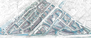 Obr. 04 Vítězný návrh urbanistické soutěže na koncepční řešení a využití území z roku 1993