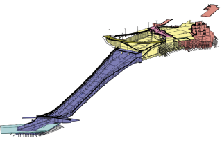 Obr. 07 Koordinační 3D model stavby – členění na stavební objekty (zdroj: AQUATIS a.s.)
