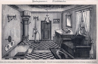 Obr. 08 Reklamní vyobrazení zařízení koupelny ve firemním tisku Geittner és Rausch, 1885 (zdroj: [10])