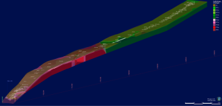 Obr. 6b Detail geologického modelu s průzkumnými vrty