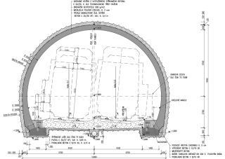 Obr. 04 Definitivní ostění ražené části tunelu Mezno (zdroj: AMBERG Engineering Brno, a.s.)   