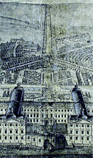 Obr. 02 Historický projekt s mostem v hlavní ose zahrady (zdroj: Nicolas Millich, 1729)