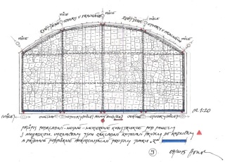 Obr. 12 Kladesk pln mozaiky se zakreslenou nosnou konstrukc (zdroj: akad. arch. M. Houska)