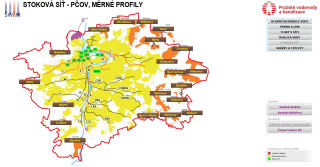 Obr. 06 Situace rozmístění stálých měrných profilů na stokové síti hl. m. Prahy