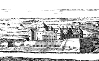 Obr. 27 Hrad Bauska, rytina, 1701 (archiv zámku v Bausce)