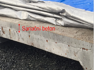 Obr. 15 Sanan beton v desce nad pedpnacmi kabely  odstranno 40 % plochy desky