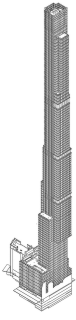Obr. 08 Axonometrie tvaru věže CPT, pohled z jihovýchodu (zdroj: AS + GG)