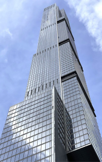 Obr. 18 Výsledná podoba fasády věže Central Park Tower, srpen 2021 (zdroj: Michael Young)