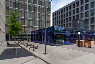Administrativn komplex Palmovka Open Park  pohled na vnitn centrum mezi budovami
