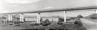 Nvrh Nuselskho mostu z pedpjatho betonu od Jana Vtka a Miroslava Sry, pohled